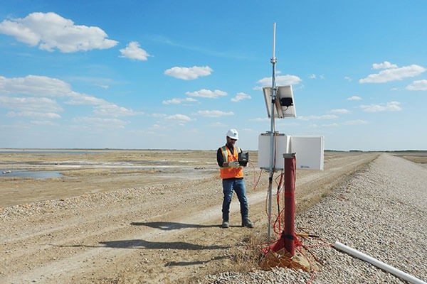 instrument monitoring at a potash mine tailings basin.